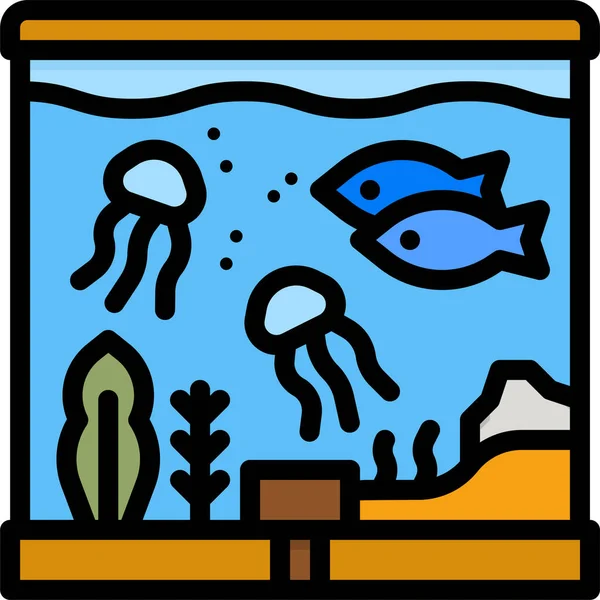 Aquarium Dolphin Sea Icon Filled Outline Style — Vetor de Stock