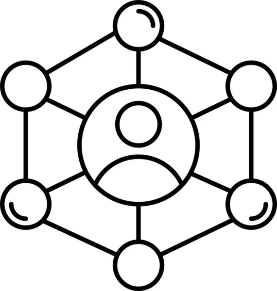 Icône Réseau Connexion Compte Dans Style Contour — Image vectorielle