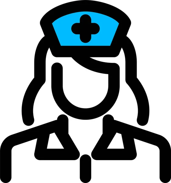 Аватар Медицинская Медсестра Значок Стиле Заполненного Контура — стоковый вектор