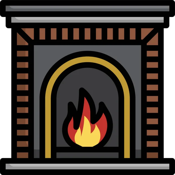 Chimenea Chimenea Salón Icono — Vector de stock