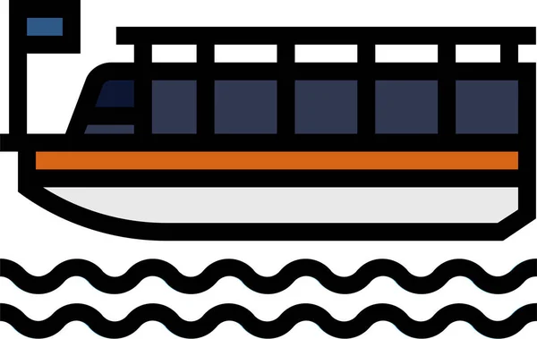 バンコクのボートChaophrayaフェリーアイコンフルアウトラインスタイルで — ストックベクタ