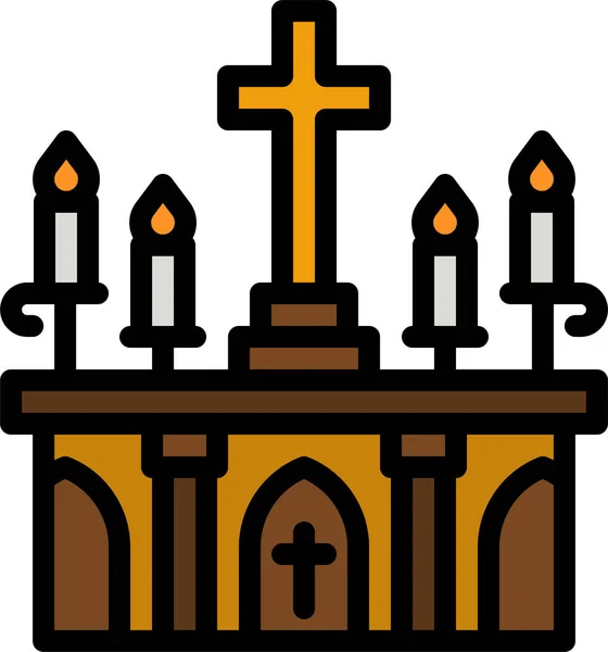 Алтарный Крест Икона Церкви Стиле Наброска — стоковый вектор