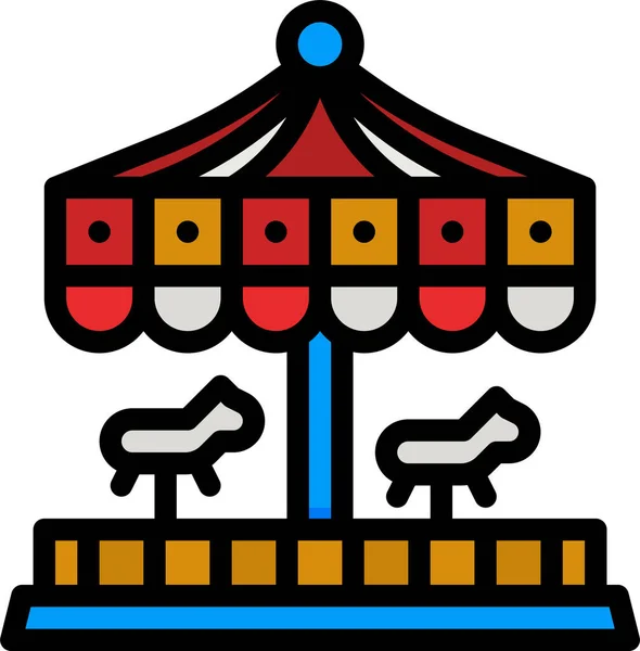 Carrousel Amusement Park Icoon Gevulde Outline Stijl — Stockvector