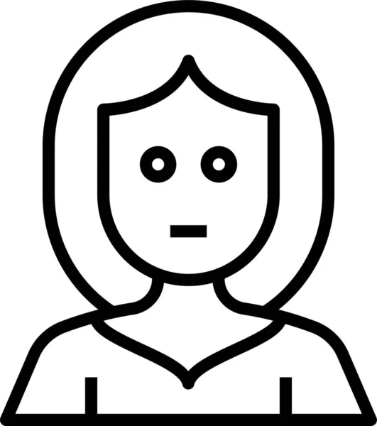 Avatar Mujer Chica Icono Estilo Del Esquema — Vector de stock