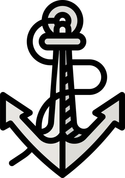 Anchor Ship Boat Icon Filled Outline Style — Stockvektor