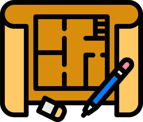 Plan Blueprint Floor Icon — Stockvektor