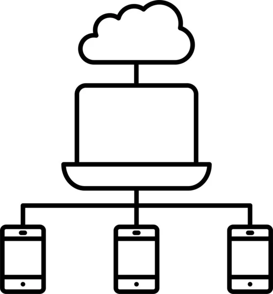 Conexión Portátil Icono Móvil — Vector de stock