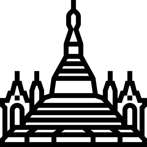Asijská Budova Barma Ikona Stylu Osnovy — Stockový vektor