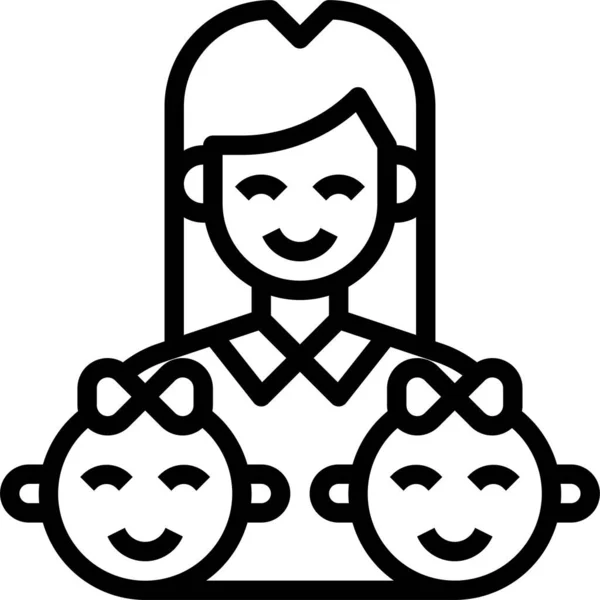 Stepmother Foster Mother Icon Outline Style — Stock Vector