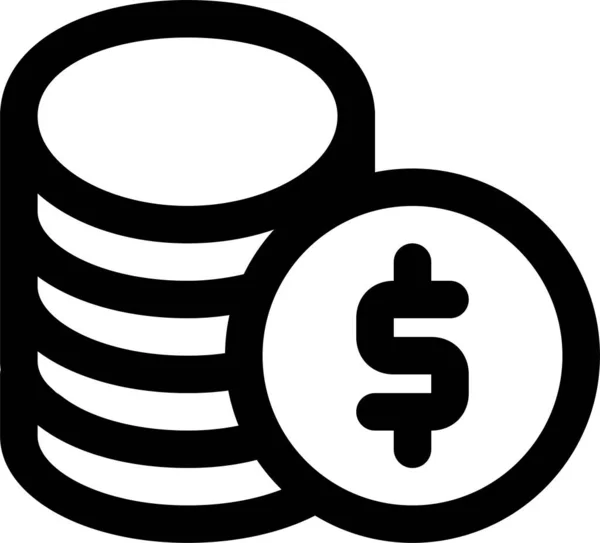 Ikona Financování Mincí Stylu Osnovy — Stockový vektor