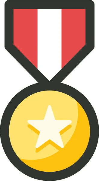 Ikon Penghargaan Pengabdian Medali Dalam Gaya Isi Garis - Stok Vektor
