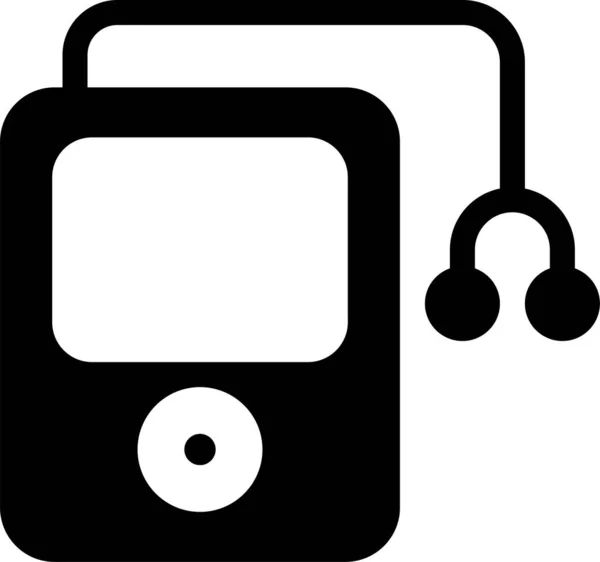 Kopfhörer Ipod Mp3 Symbol Solidem Stil — Stockvektor