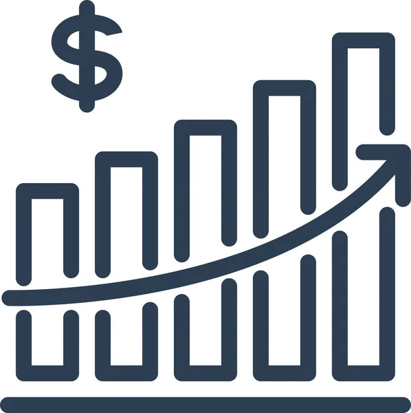 Ícone Crescimento Dólar Analytics — Vetor de Stock