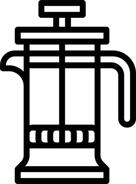French Press Coffee Icon Outline Style — Stock Vector