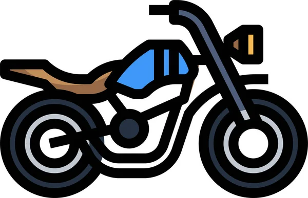 充满轮廓线风格的摩托车图标 — 图库矢量图片