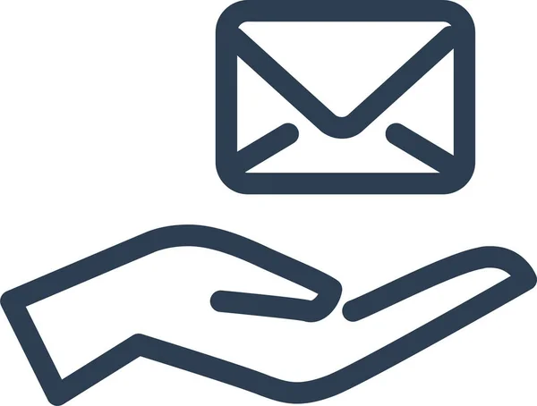 Ícone Mão Envelope Mail — Vetor de Stock