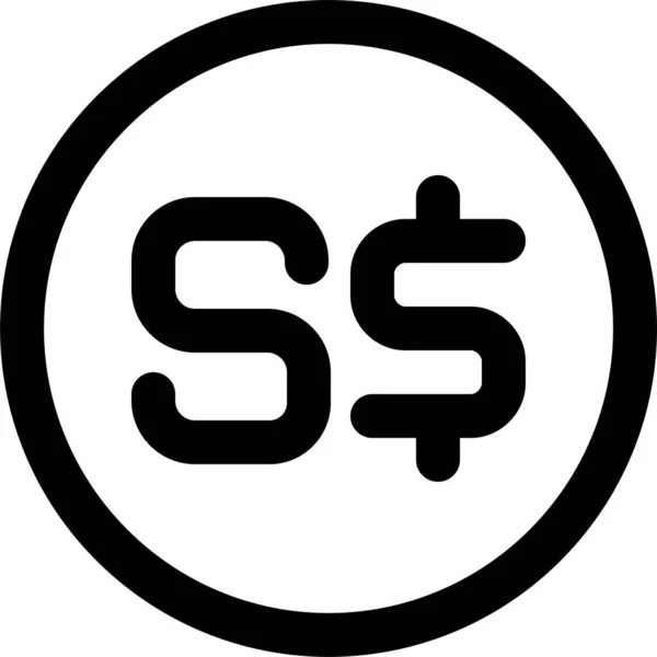 Dollar Geld Singapore Pictogram Omtrek Stijl — Stockvector