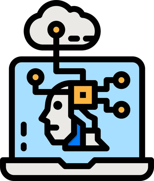Ícone Computador Robô Estilo Esboço Preenchido — Vetor de Stock