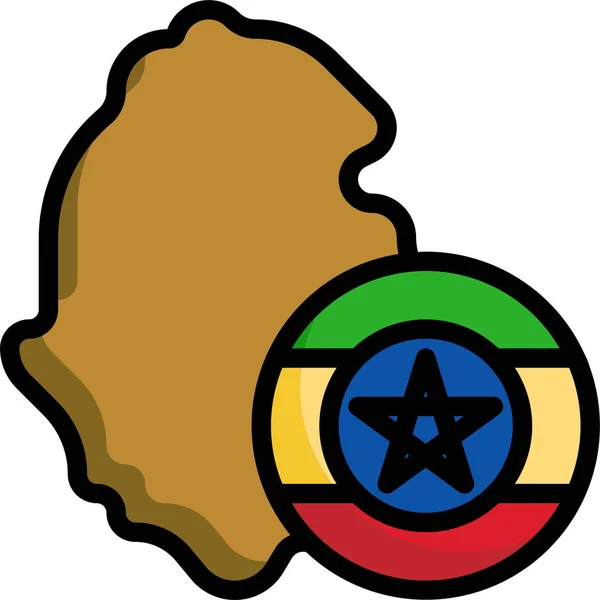 Иконка Страны Флага Эфиопии Стиле Заполненного Контура — стоковый вектор