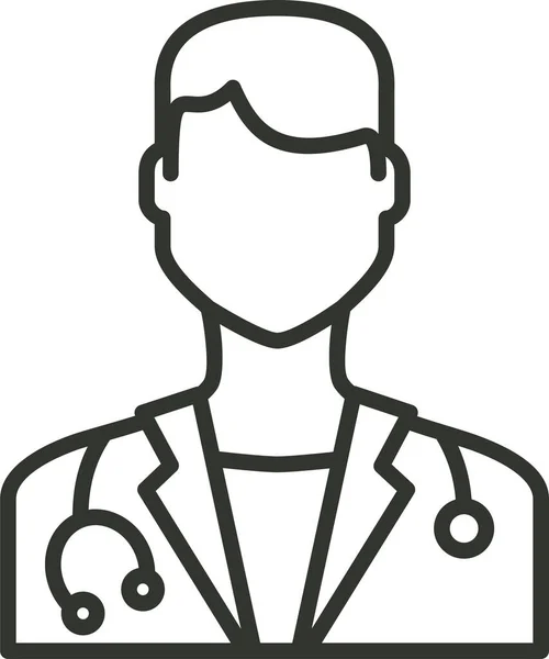 ヘルスケア男性医師医療アイコンのアウトラインスタイル — ストックベクタ