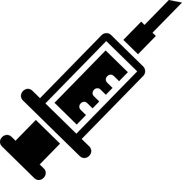 Enjeksiyon Şırınga Aşı Simgesi Katı Biçimde — Stok Vektör