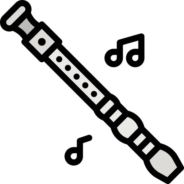 Ícone Música Flauta Multimídia Estilo Esboço Preenchido —  Vetores de Stock