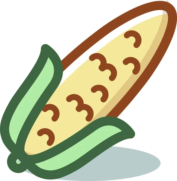 Corn Maize Vegetable Icon Filled Outline Style — Stock Vector