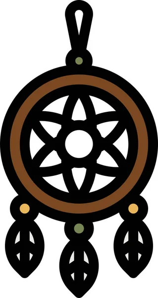Dreamcatcher Western Native Icon Filled Outline Style — Stock Vector