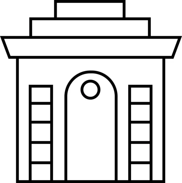 Architecture Building Famous Icon Outline Style — Stock Vector