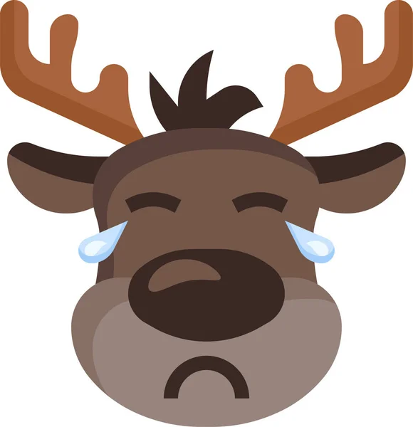 Rendieren Verdrietig Emoji Icoon Kerst Categorie — Stockvector