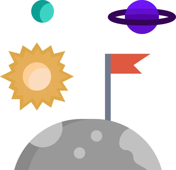 Ícone Lua Espaço Bandeira — Vetor de Stock