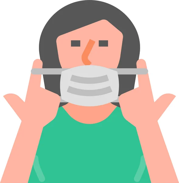 Prevenção Proteção Tirar Ícone Máscara —  Vetores de Stock
