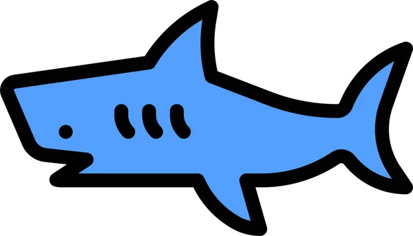 Tiburón Olas Mar Icono Estilo Contorno Lleno — Vector de stock