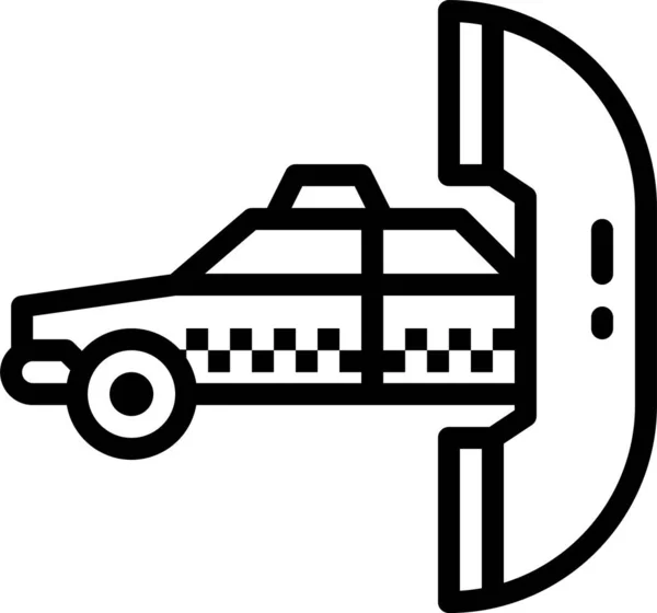 Ikona Taxi Silniční Vechicle Stylu Osnovy — Stockový vektor