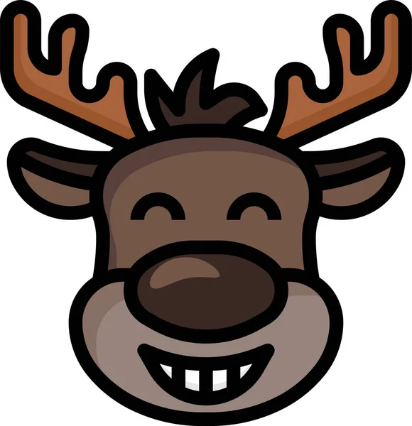 Icono Emoji Sonriente Reno Categoría Navidad — Vector de stock
