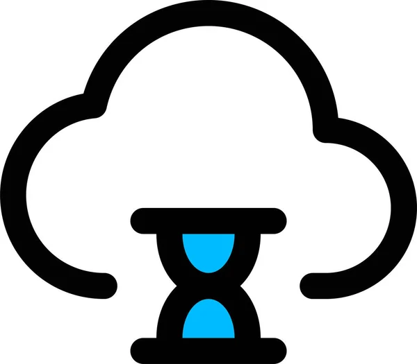 Cloud Hourglass Loading Icon Outline Style — Stock Vector