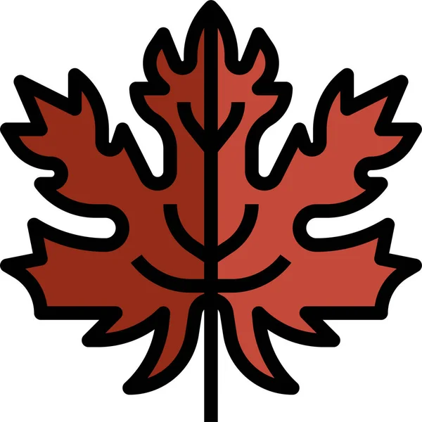 Φύλλο Σφενδάμου Φθινοπωρινή Εικόνα Στυλ Γεμάτο Περίγραμμα — Διανυσματικό Αρχείο