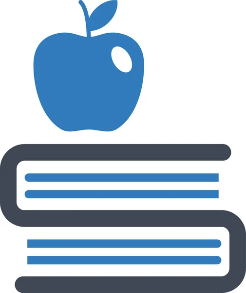 Apple Book School Icon Flat Style — Stock Vector