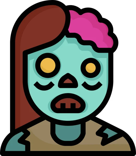 Femmes Zombie Halloween Icône — Image vectorielle