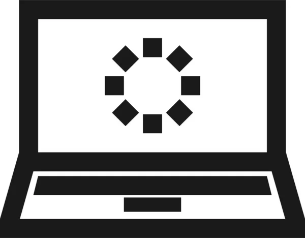Computer Laptop Loading Icon Solid Style — Stock Vector
