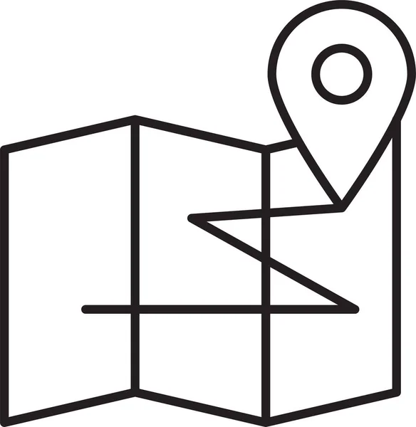 Richting Locatie Kaart Pictogram Omtrek Stijl — Stockvector