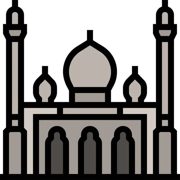 Saleh Meczet Azja Miasto Ikona Stylu Wypełnionym Zarys — Wektor stockowy