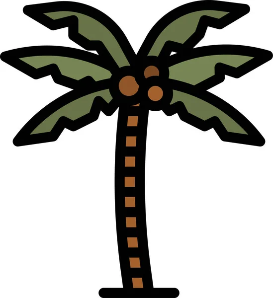 Palm Tree Oasis Icon Filled Outline Style — стоковый вектор