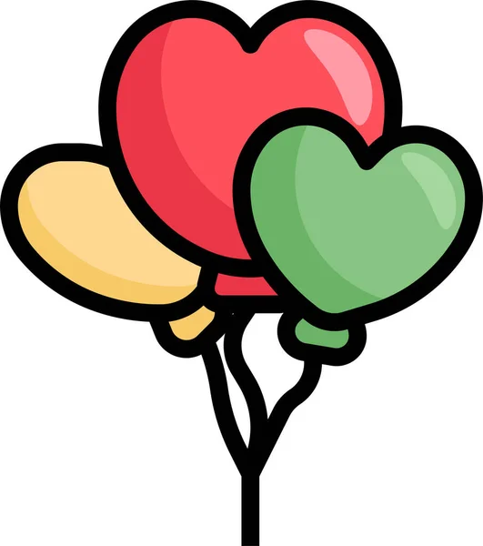 Balão Coração Amor Ícone — Vetor de Stock