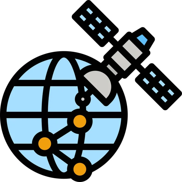 填充式通信卫星图标 轮廓样式 — 图库矢量图片