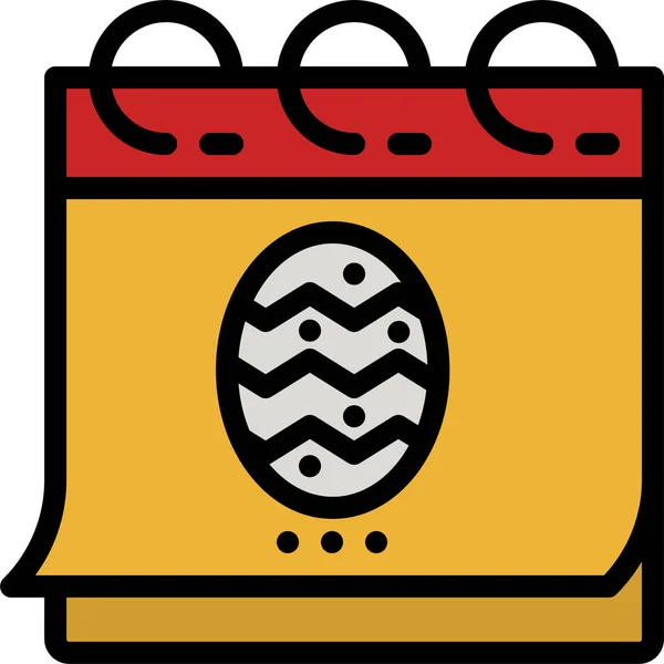 Easter Ημερολόγιο Αυγό Εικονίδιο Στυλ Γεμάτο Περίγραμμα — Διανυσματικό Αρχείο