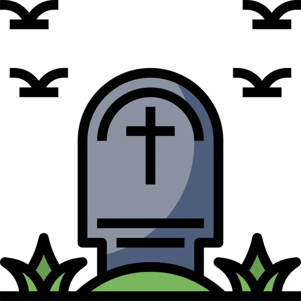 Hřbitov Smrt Halloween Ikona Vyplněném Stylu — Stockový vektor