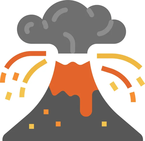 Ramp Lava Vulkaan Pictogram Platte Stijl — Stockvector