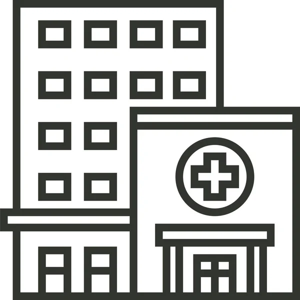 Gebäude Klinik Krankenhaus Ikone Umriss Stil — Stockvektor