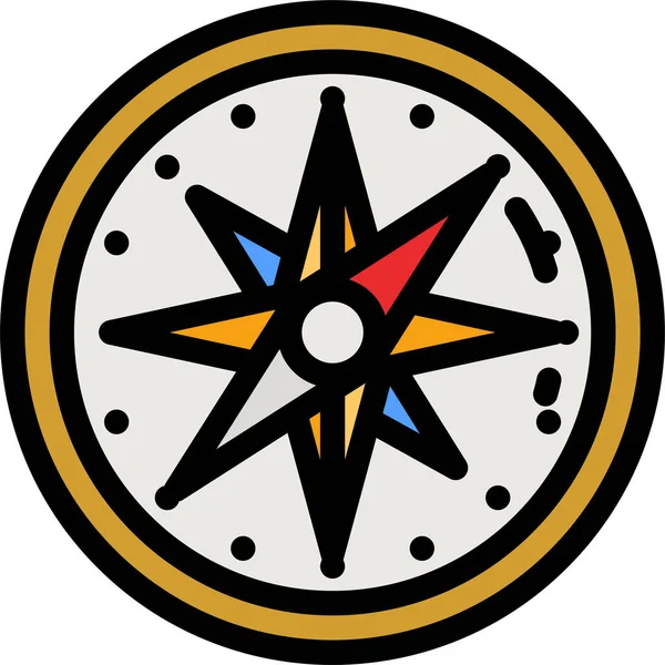 Ikona Mapy Nawigacyjnej Kompasu Stylu Wypełnionego Zarysu — Wektor stockowy